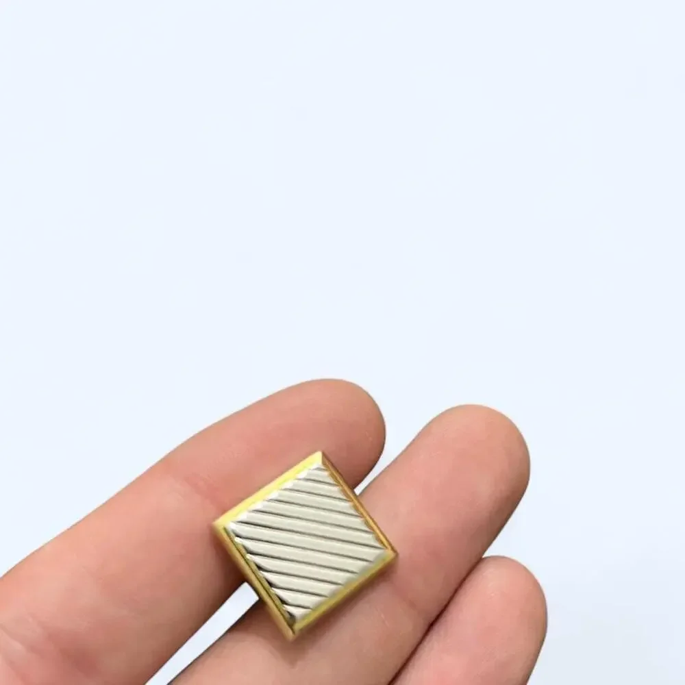 Gold silver striped cufflinks